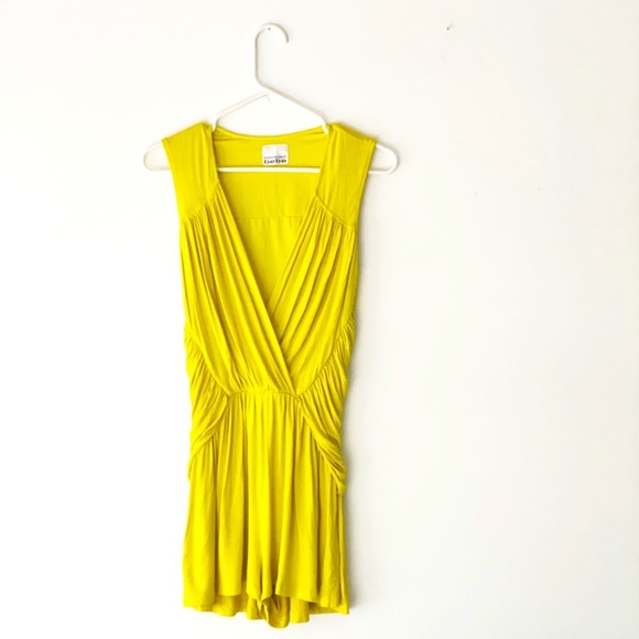 Kardashians for Bebe Collection Neon Yellow Romper | Sleeveless | Deep V Plunge - Picture 2 of 14